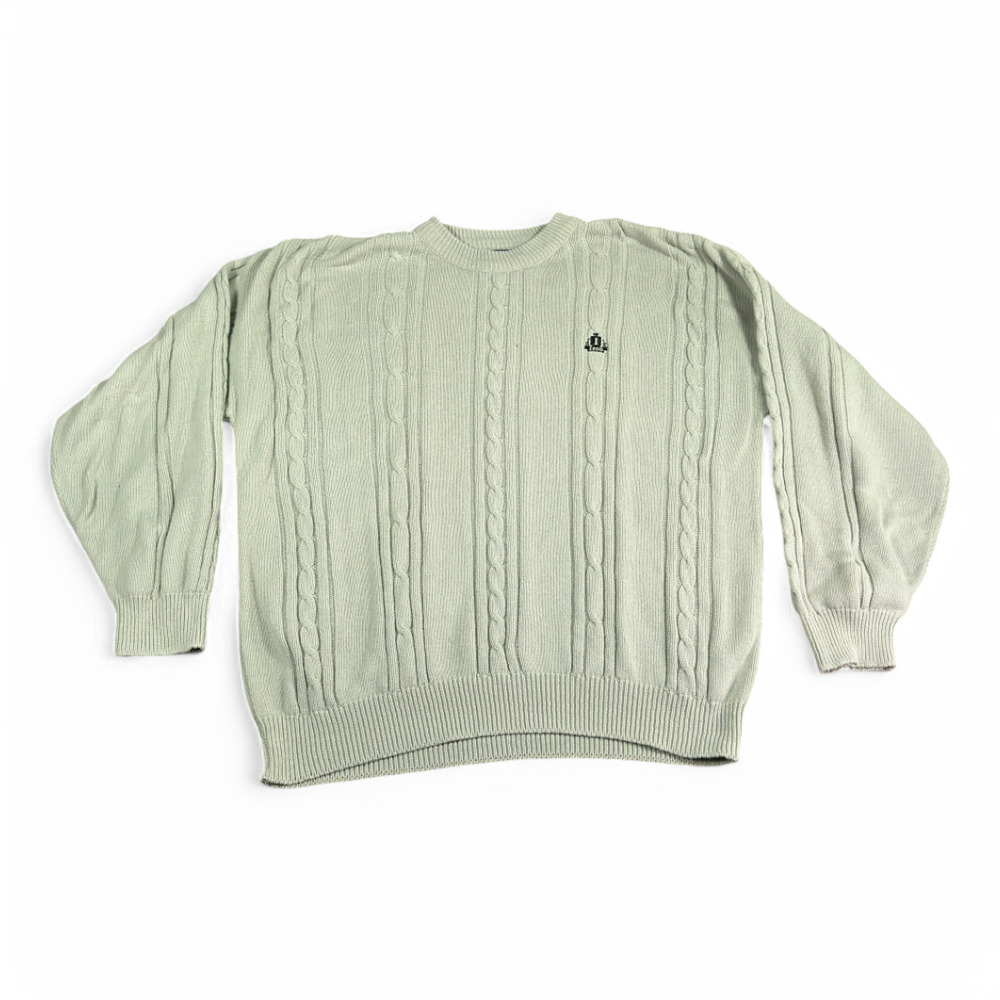 Vintage Izod Sweater Adult EXTRA LARGE Brown Cable Knit USA Golf Preppy 90s